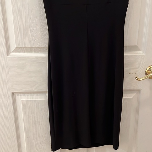 Women’s Ralph Lauren Black Sleeveless Sz 6 Twist Front rouged Stretch Sheath drs - Picture 8 of 9
